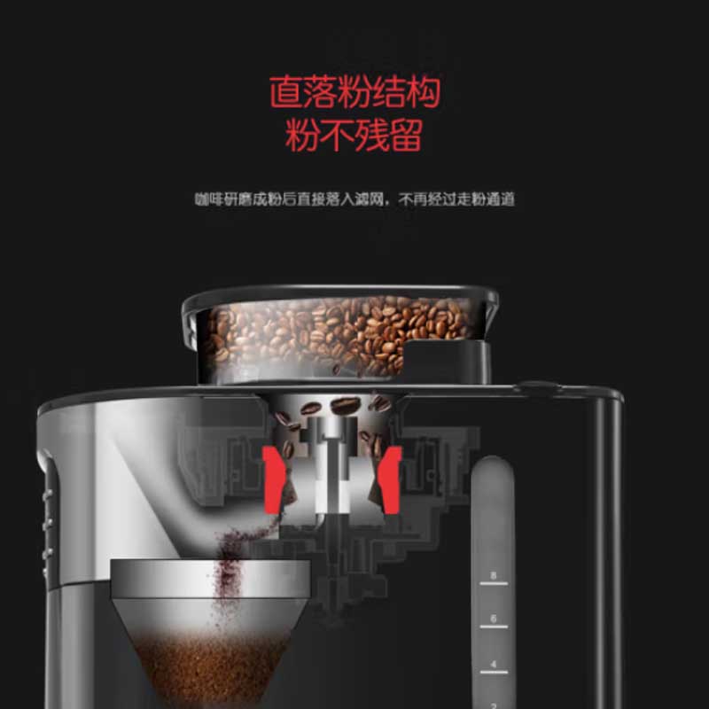 摩飞全自动磨豆咖啡机(豆粉两用/黑色) 1L/850W MR1028高清大图