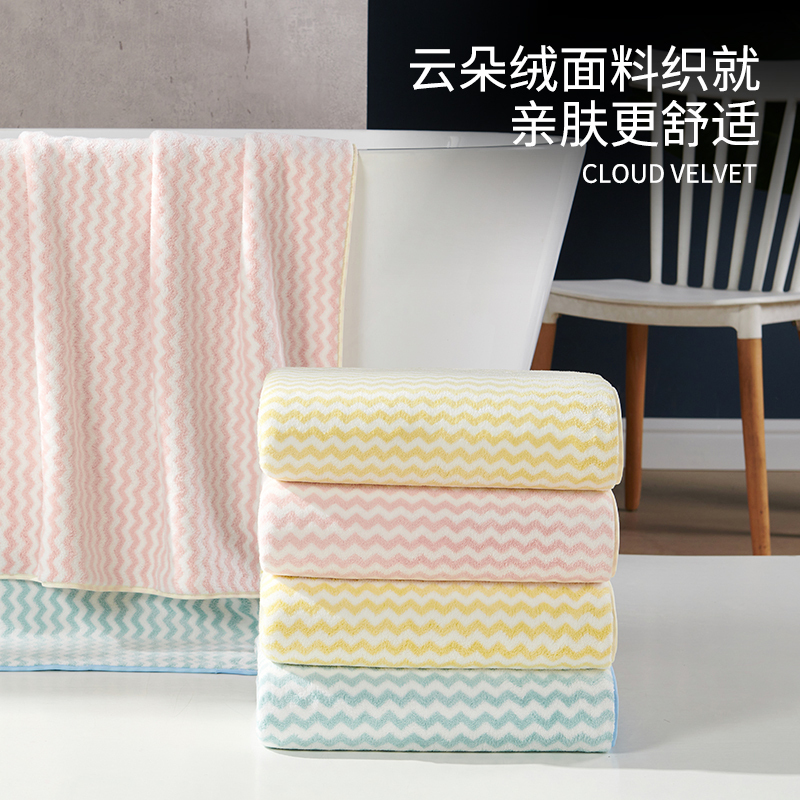 洁玉 欧洛珊瑚绒柔软浴巾70*140cm 1条装 J0030B 黄色高清大图