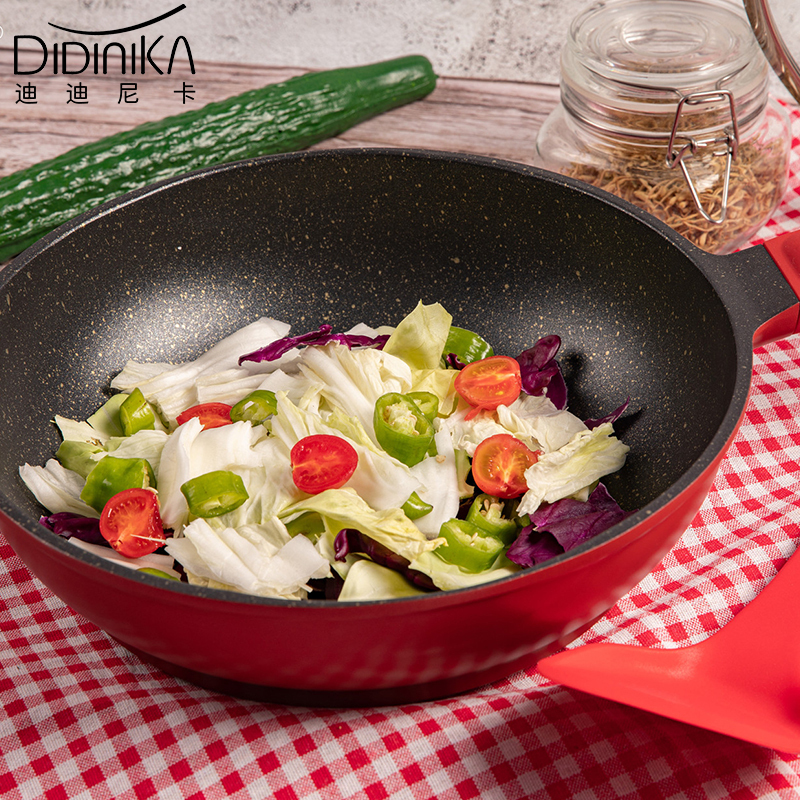 迪迪尼卡(Didinika)麦饭石不粘锅无烟锅平底炒锅网红麦饭石家用30cm炒锅+硅胶铲子