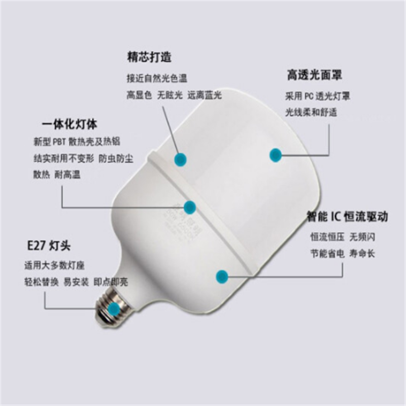 亚明照明 50W LED灯泡节能灯泡