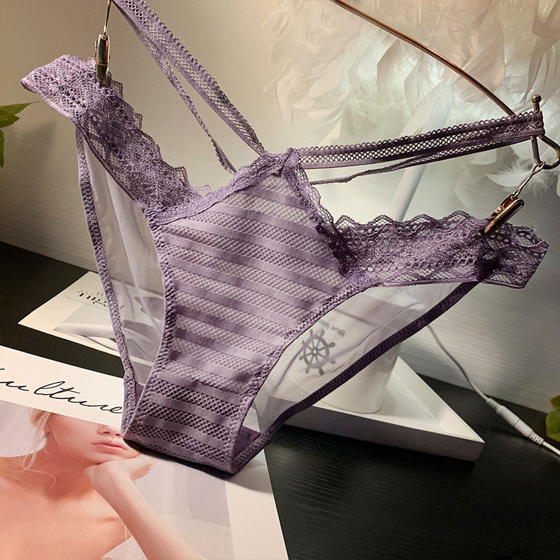 毛透明三角内裤女超薄露欧美绑带蕾丝内