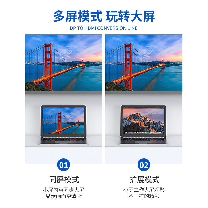 视频转接线公对公转换头高清4K视频线电脑连接显示器电视机投影仪