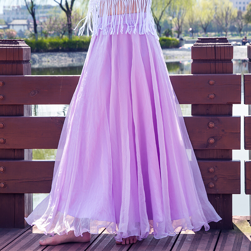 海边拖地长裙仙女8米大摆裙沙滩度假显瘦夏季金纺半身裙yy