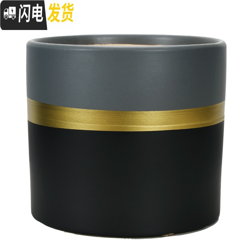三维工匠圆柱陶瓷花盆特大号批发 北欧室内吊兰绿萝多肉透气花盆 简欧哑光粉(送塑料托盘) 特大花盆容器