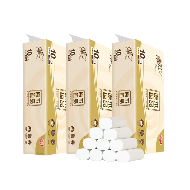 清风 原木纯品4层700克无芯卷纸B00A7MCE5 10卷*3提