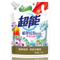 超能洗衣液时尚炫彩植翠低泡1kg*4袋家庭量贩装8斤 (鲜艳亮丽)
