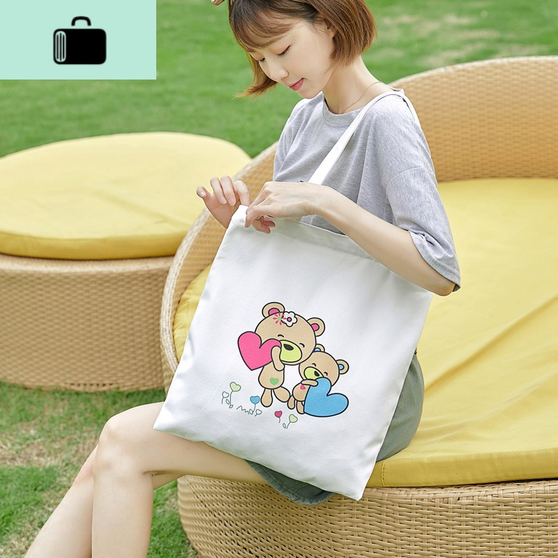 大容量学生用帆布包斜挎女日系单肩清新韩版文艺布袋百搭时尚白色new