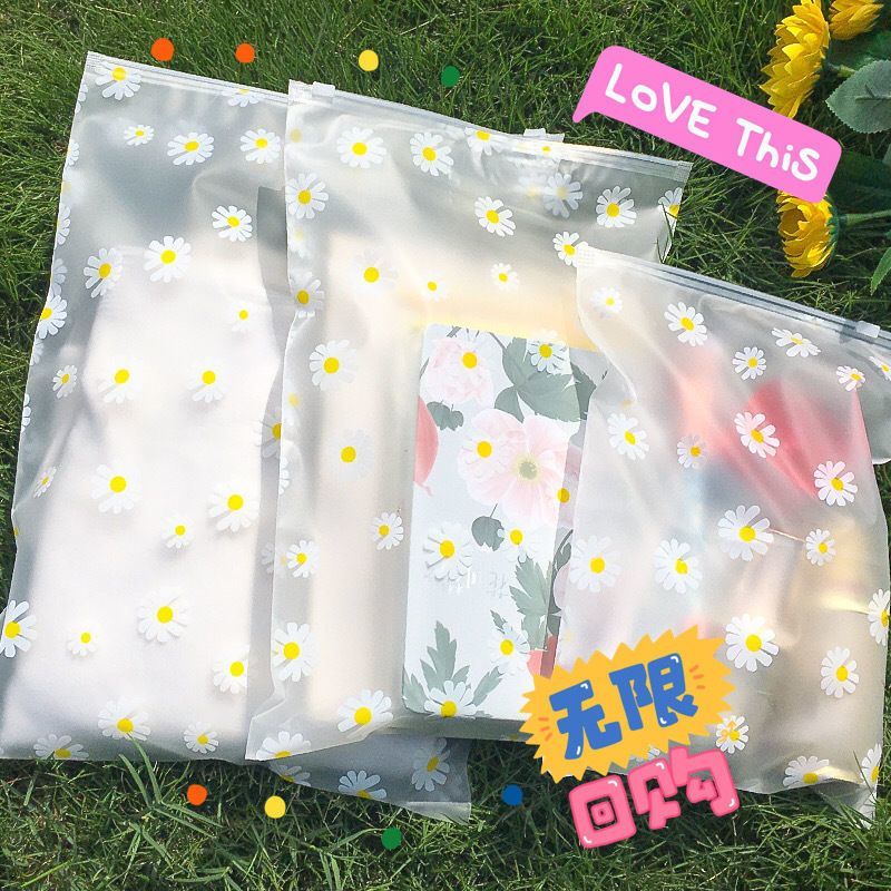 旅行收纳袋衣服衣物内衣整理密封行李箱装袋透明防水分装便携袋子-雏菊收纳袋;【50*40】10个装