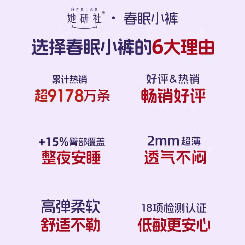她研社春眠小裤超长夜用裤型卫生巾安睡裤M-L码21条(7包)高清大图
