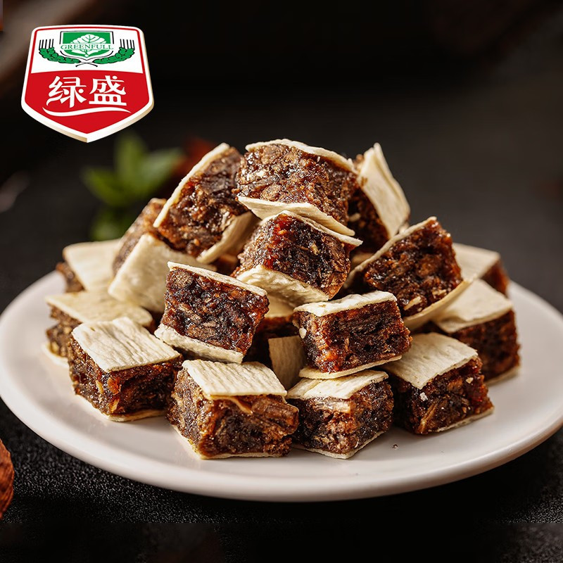 (2个口味随机搭配)绿盛牛肉丁40g*5袋多口味糖果包装休闲零食牛肉粒即食小吃 牛肉丁果味芝麻味组合40g*5