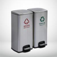 优诗提念YSTN-LJT003分类脚踏式不锈钢垃圾桶 30L+30L(计价单位:个)银色