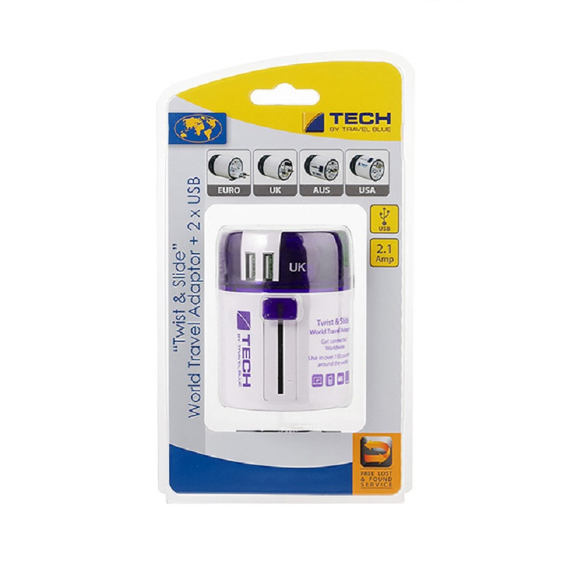 Travel Blue 蓝旅 魔方环球通用转换插座+2×USB270紫色高清大图