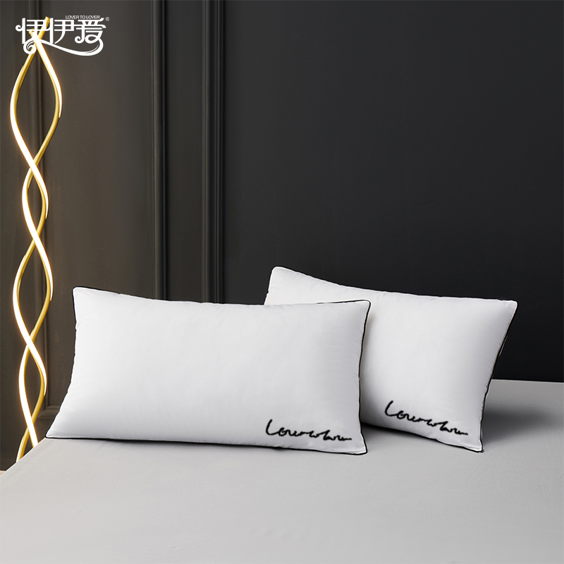 伊伊爱 YJD25369 经典刺绣全棉羽丝绒枕芯 48*74cm高清大图