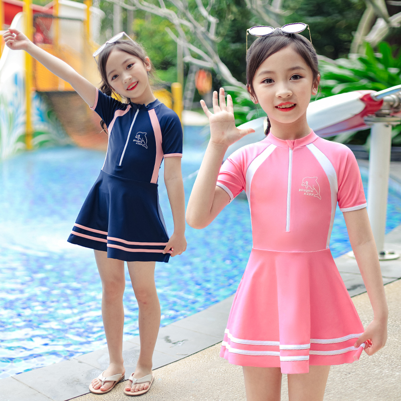 儿童泳衣女童游泳衣连体公主裙式小童女孩宝宝中大童学生亲子泳装