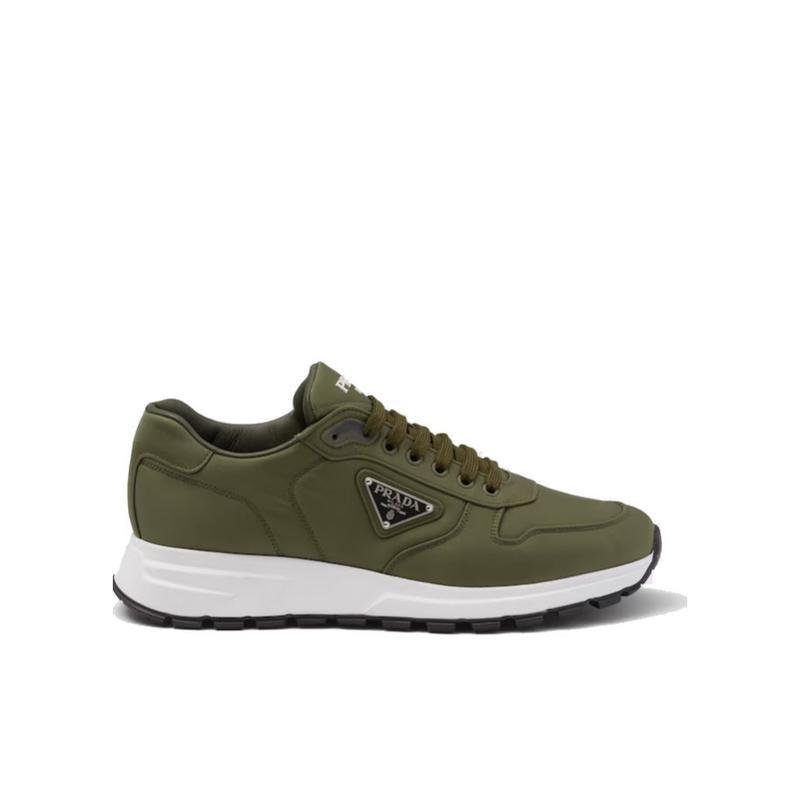 Prada Mens Green Prax 01 Re-nylon Logo-plaque Recycled-nylon Low-top Sneakers In Military Green