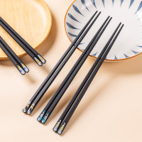 美穗吉家 家用分类合金筷5双装 MIH-2404170 合金筷子家用抗菌防滑耐高温 卡通分餐公筷餐具套装 黑色 5双