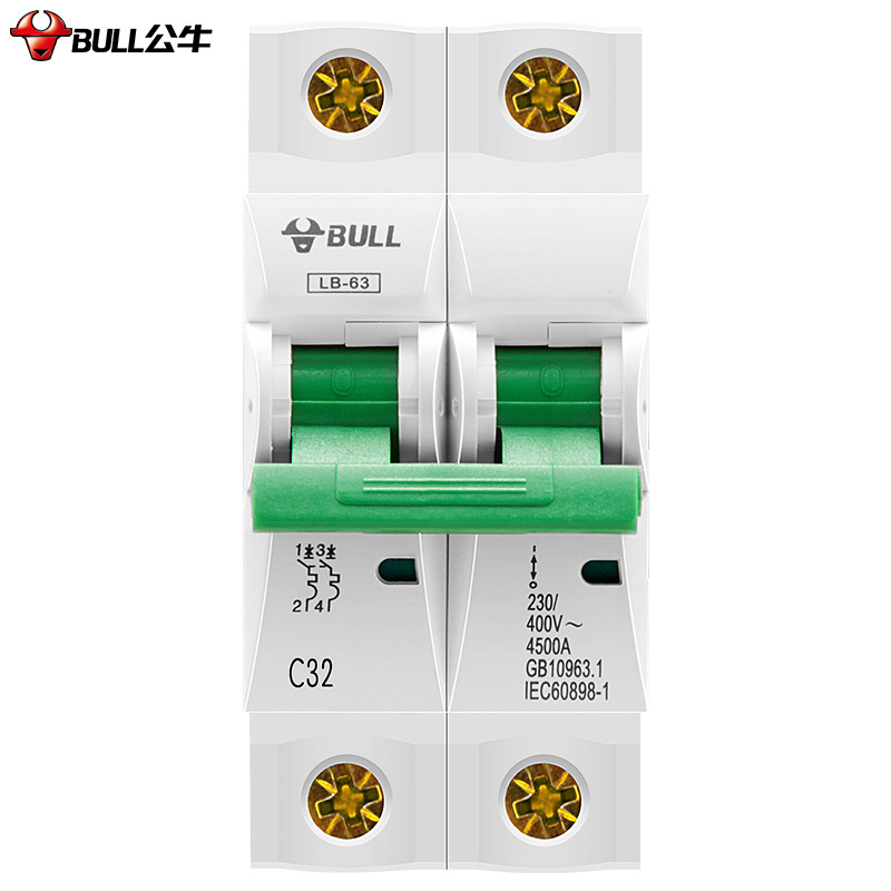 公牛(BULL) 空气开关 2P小型断路器 2P双极32A 家用电源空开 LB-63C32/2