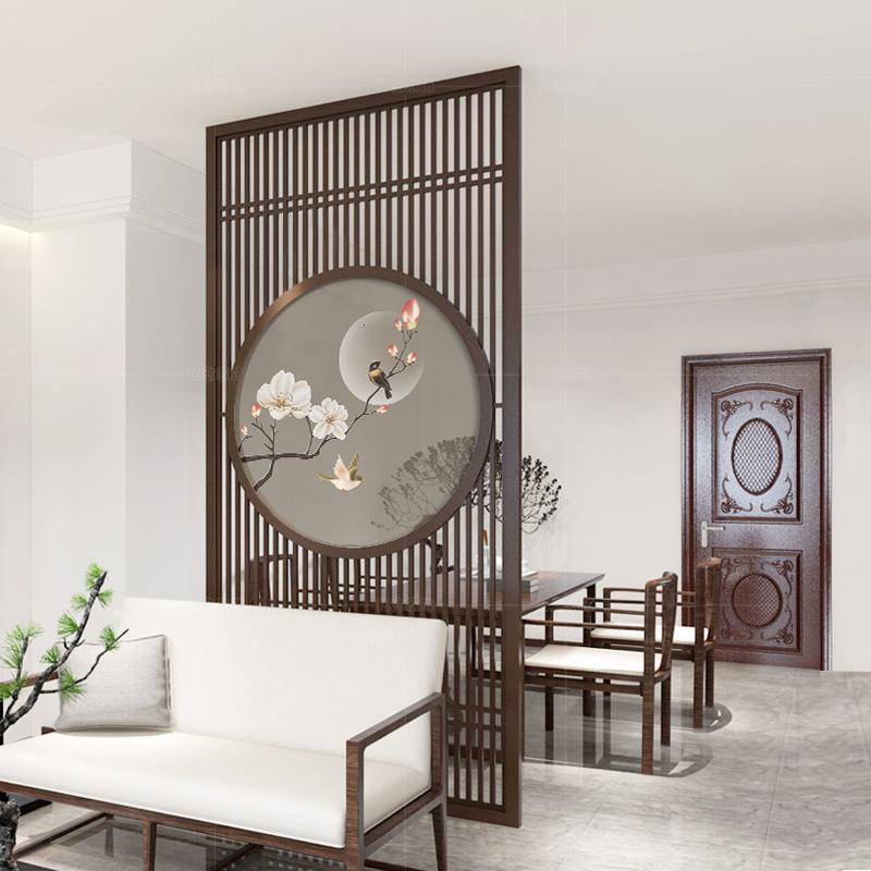 定制中式实木屏风隔断墙客厅入户玄关办公室酒店茶室落地栅栏座屏 [注]可定制尺寸、图案高清大图