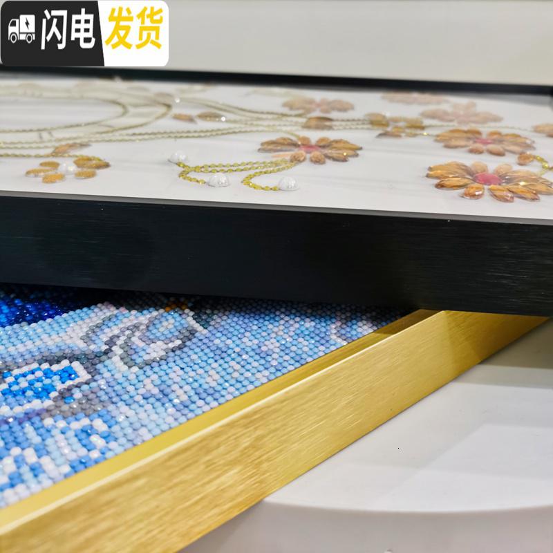 三维工匠钻石画裱框十字绣铝合金属外框架子带玻璃定制尺寸 黑色[铝合金框定制]发画心尺寸给客服报价/有机玻璃/加厚背板高清大图