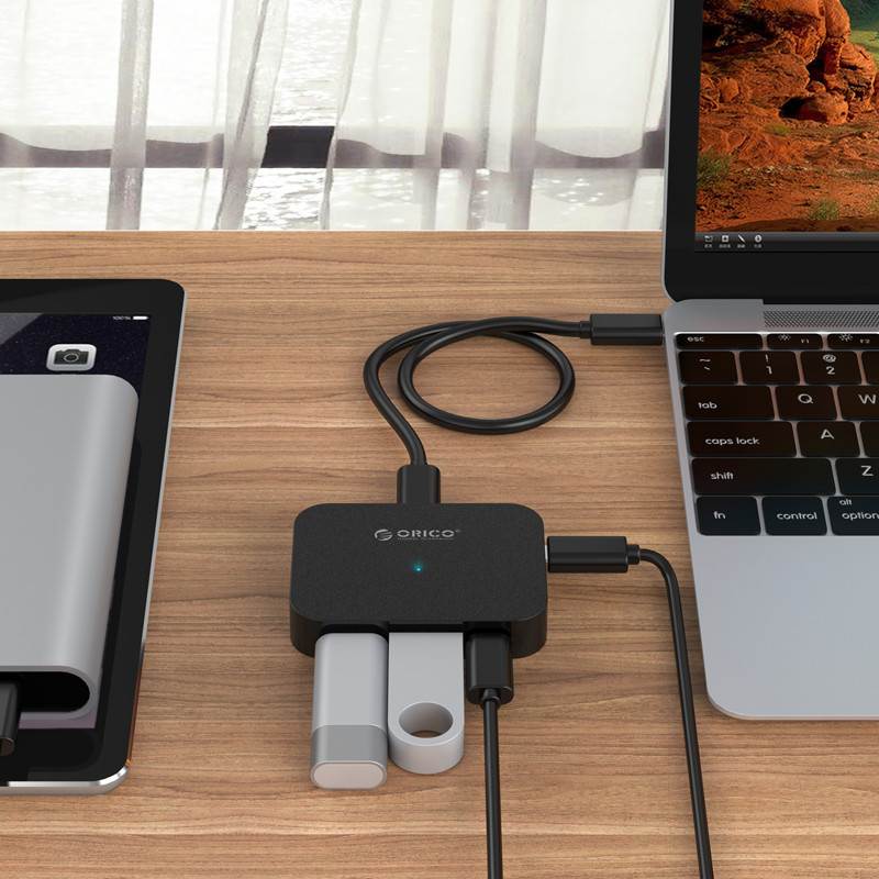 奥睿科(ORICO)Type-C转USB3.0+USB-C扩展分线器/转接头HUB 黑色TC2U-U3