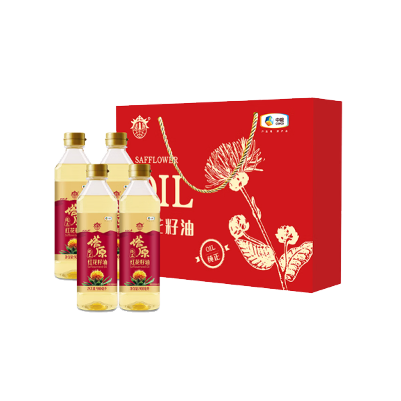 中粮塔原纯正红花籽油礼盒 900ml*4瓶高清大图