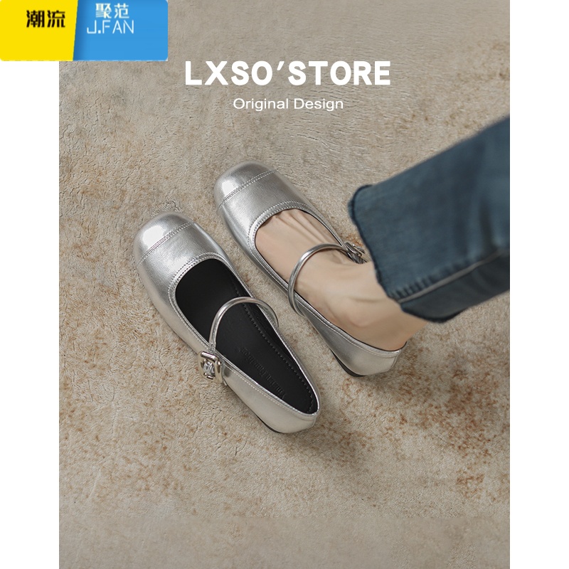 聚范玛丽珍鞋女2024秋季新款芭蕾鞋法式温柔平底单鞋小皮鞋配裙子 银色 37