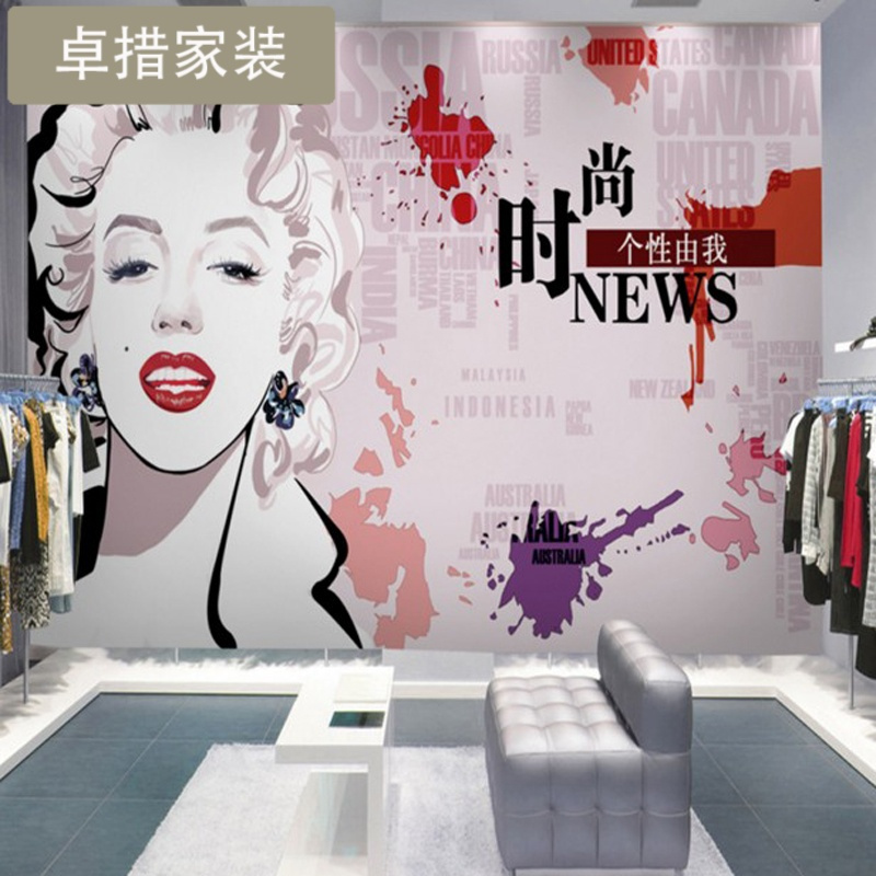 复古怀旧个性时尚美女服装店背景墙纸美妆美甲店美容院3D个性墙纸壹德壹
