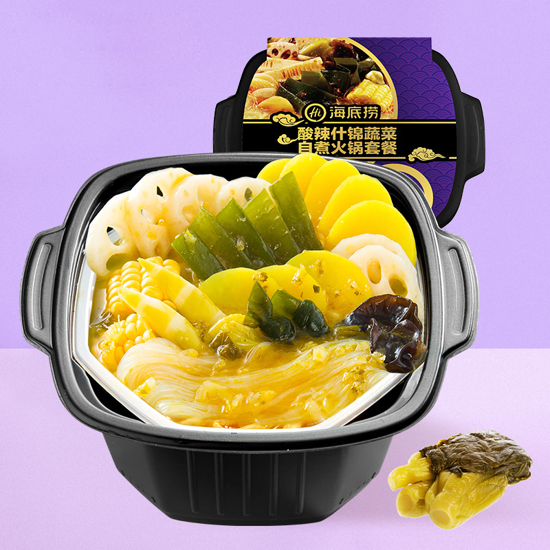 海底捞自煮火锅方便速食 酸辣什锦蔬菜老坛酸菜懒人自热火锅410g 新老保质期 随机发货