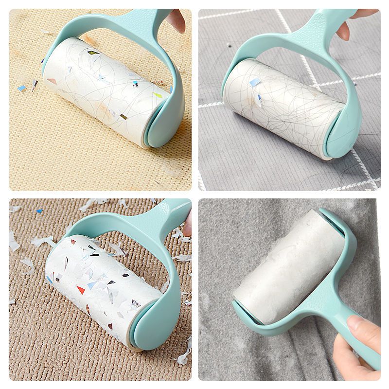 粘毛器可撕式粘尘纸滚筒刷去毛器吸毛器毛沾毛滚刷衣服刮毛|绿色手柄