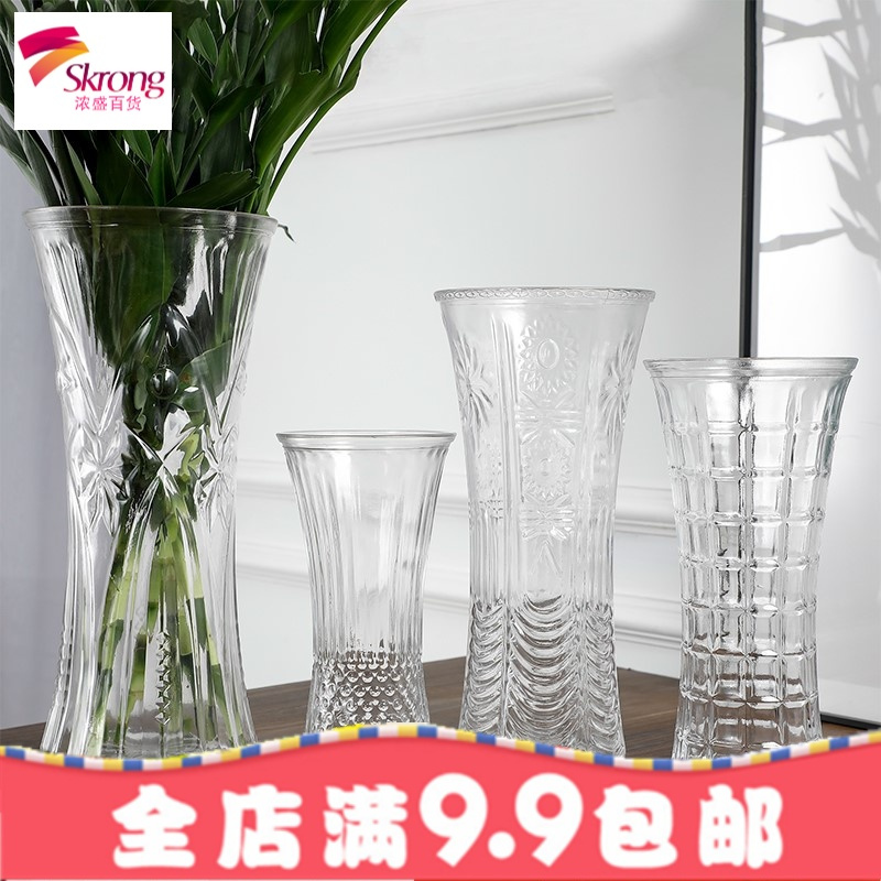 透明玻璃大号养富贵竹花瓶摆件家用客厅桌面水培百合插花花瓶