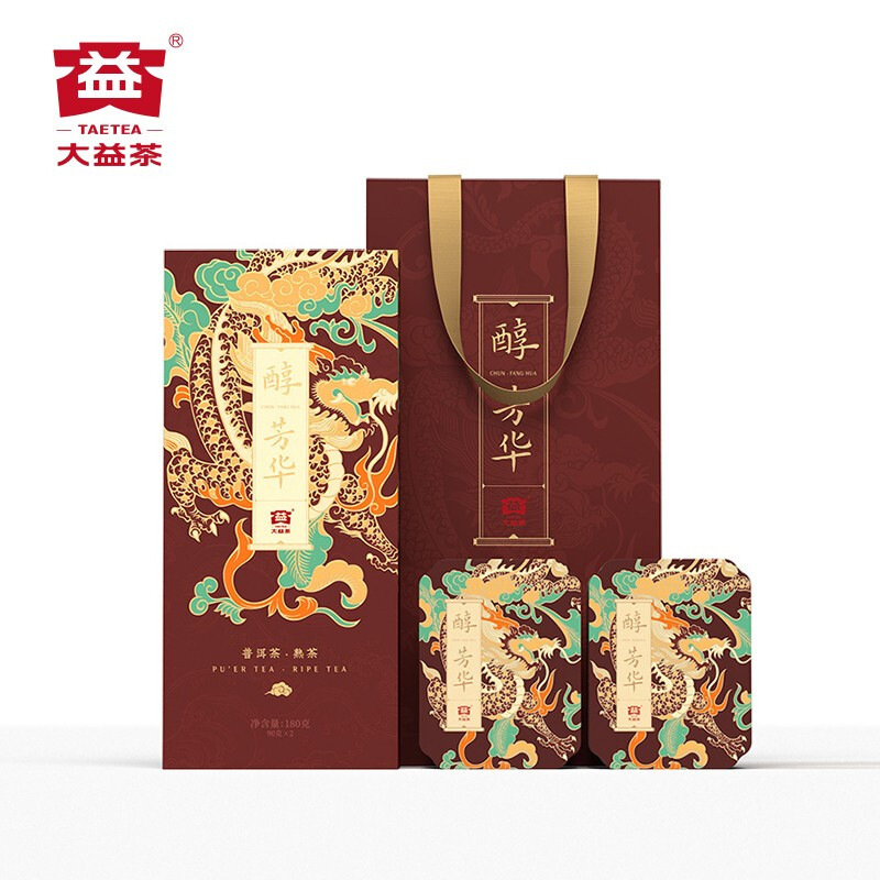 大益醇·芳华(一级散)(180g)6g*15袋/小盒*2小盒/盒 12盒/件