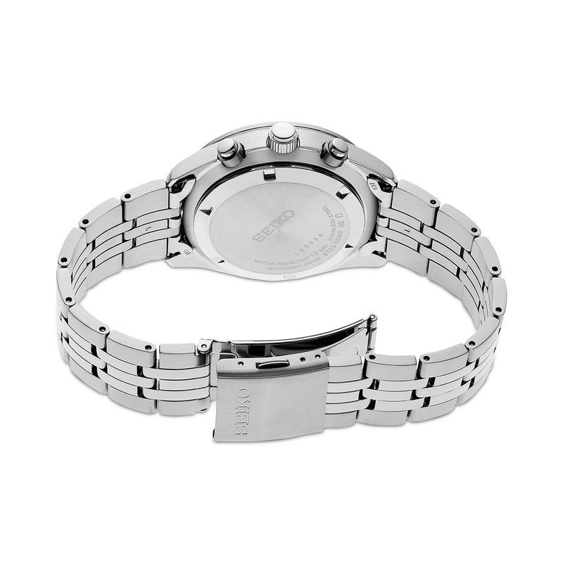 SEIKO 男表 Essentials三眼计时圆盘钢带商务运动石英表 七夕情人节礼物