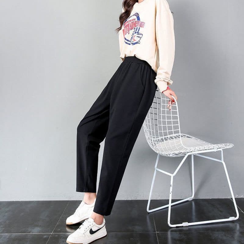 特大码300斤裤子女宽松显瘦学生胖妹妹200斤休闲裤黑色哈伦裤图片