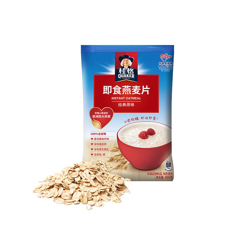 桂格(QUAKER) 即食燕麦片 经典原味400g 营养早餐冲饮免煮代餐