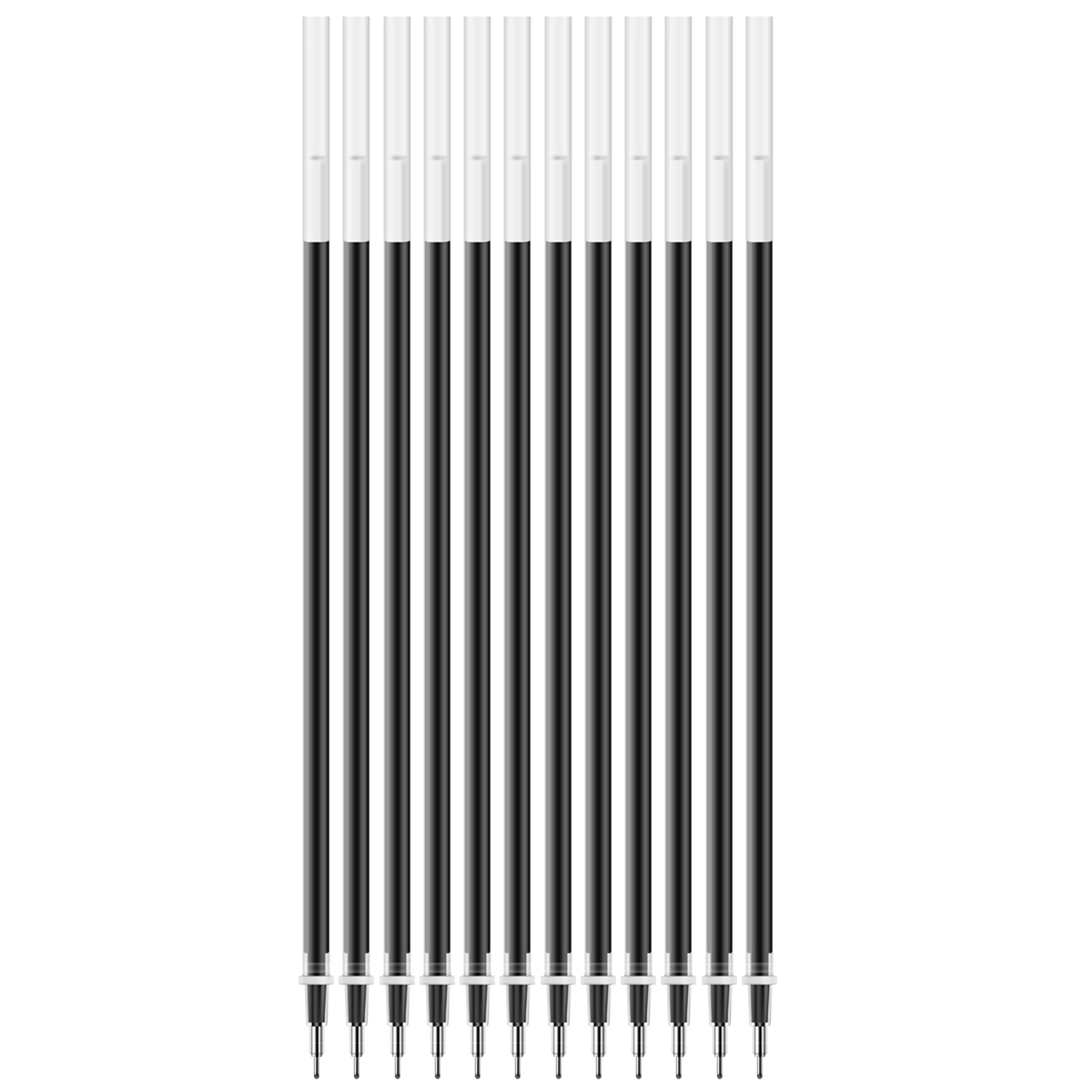 得力6904笔芯0.5黑色中性笔芯全针管替换签字墨黑丝得力12支装 2盒