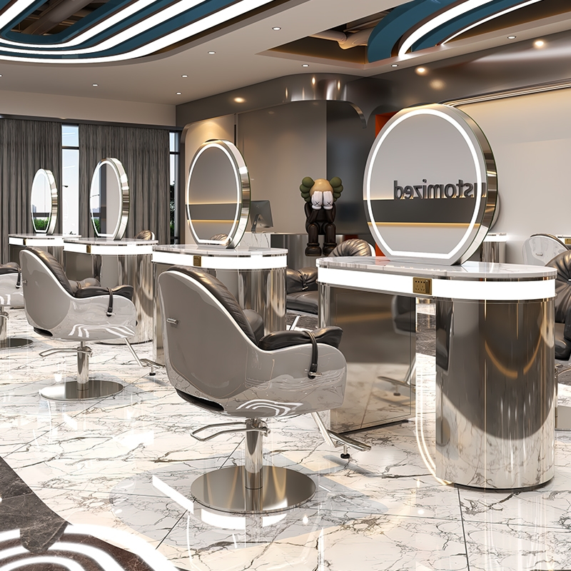 古达理发店镜台剪发镜染烫区烫染台镜子柜子一体发廊专用美发店镜