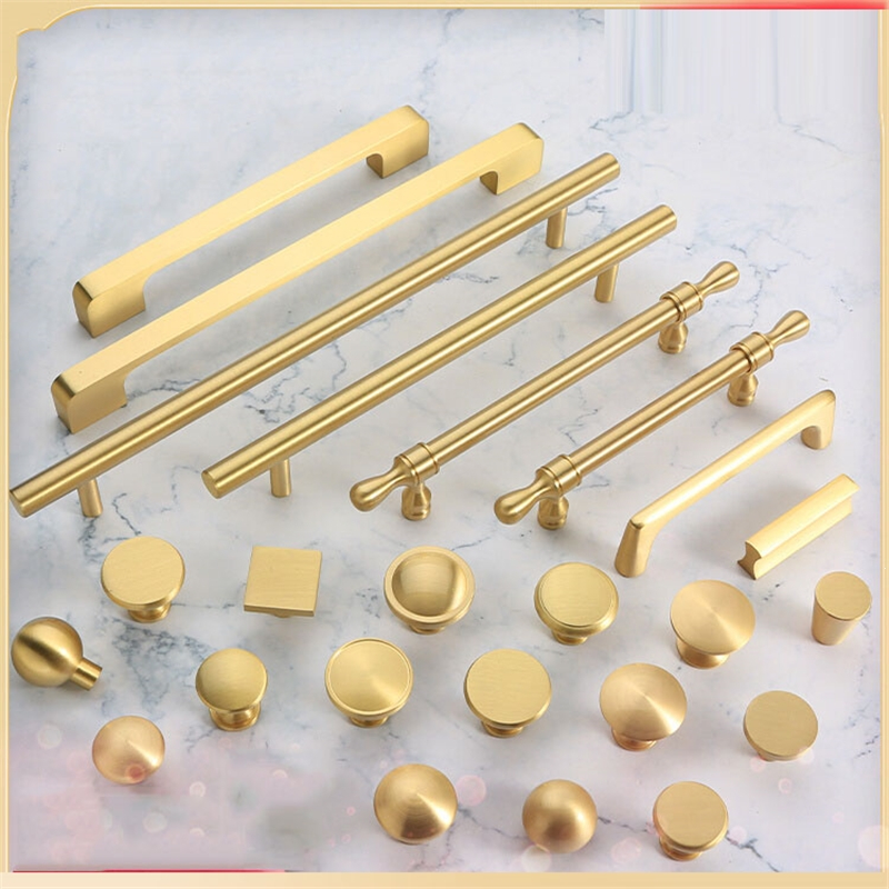 黄铜拉手柜门衣柜橱柜轻奢门把手闪电客简约美式柜子抽屉拉手金色门