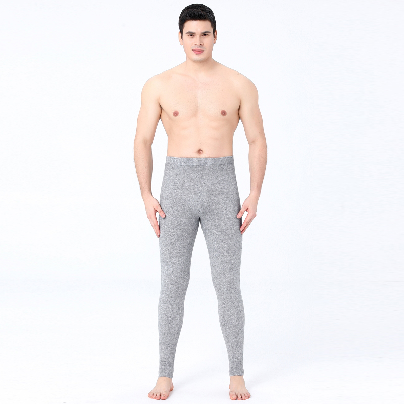 鄂尔多斯羊绒裤保暖裤女士羊绒裤薄款秋裤打底裤100%纯山羊绒裤男恒源祥羊毛裤彩羊毛裤女士保暖裤薄款打底裤冬裤 男士灰色 170(L)