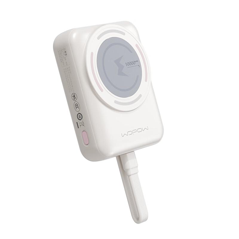 沃品(WOPOW) 磁吸无线充自带线快充移动电源 10000mAh PW63 白色