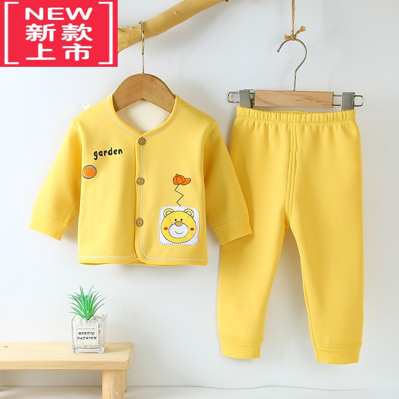 可莉允新生婴儿衣服秋冬款保暖套装3-6个月男女宝宝夹棉加厚分体两件套棉服