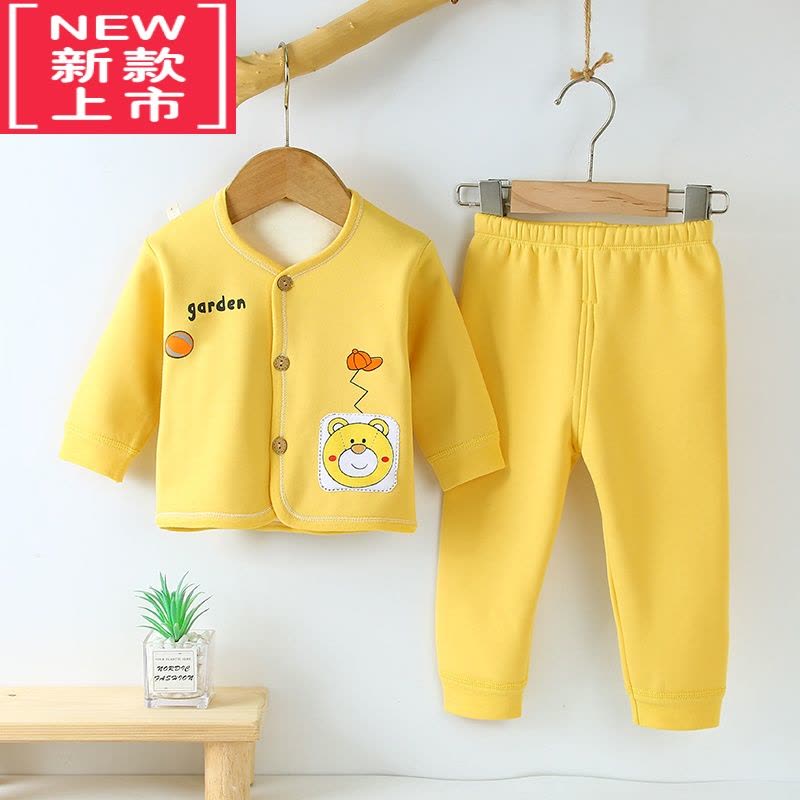 可莉允新生婴儿衣服秋冬款保暖套装3-6个月男女宝宝夹棉加厚分体两件套棉服图片