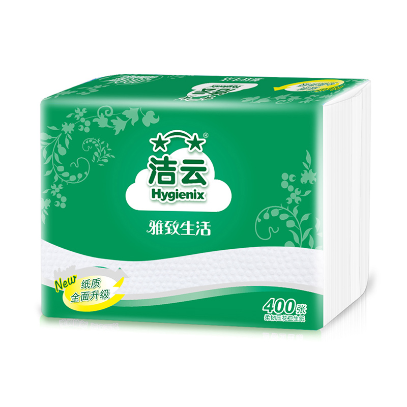 洁云压花平板卫生纸厕纸400张6包家用家庭装纸刀切纸高清大图