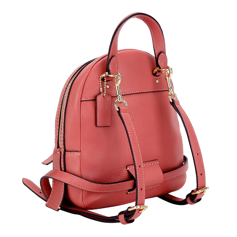 COACH 蔻驰 奢侈品 欧美时尚女士桃红色皮革单肩双肩两用包拉链女双肩包
