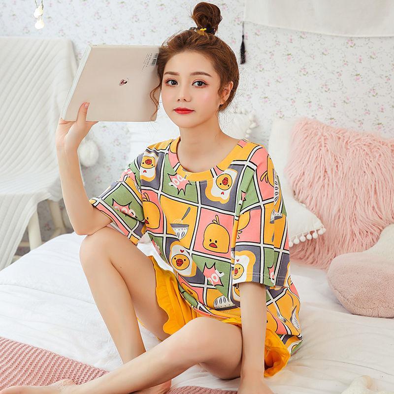 女士睡衣女夏季短袖短裤两件套装薄款女士家居服春秋天可外穿莎丞