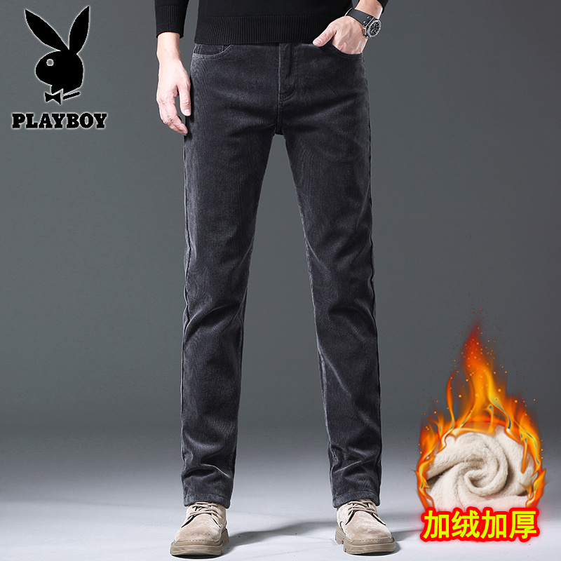 花花公子新款高品质灯芯绒棉亲肤男裤宽松潮流百搭秋冬季休闲裤条绒裤子男士高清大图