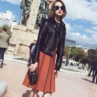小皮衣外套女2021新款百搭高腰短款春秋冬季修身韩版pu皮夹克女装