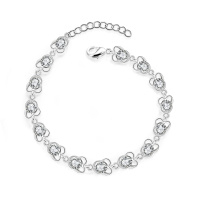 H375 Fashion Bracelet简约花朵锆石手链欧美外贸镀925纯银女首饰送女朋友七夕情人节礼物