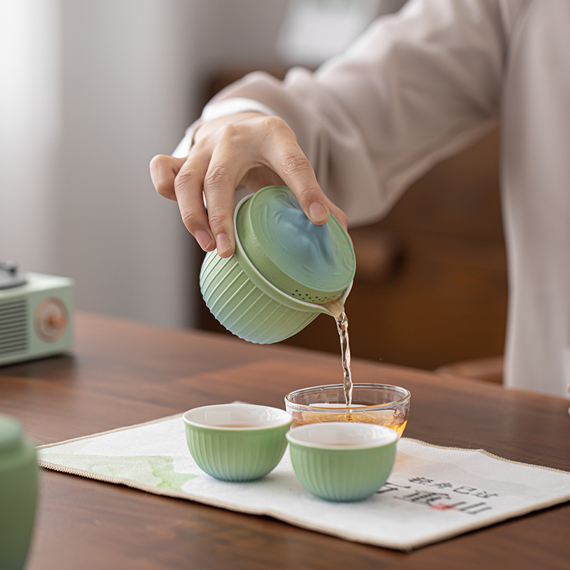 苏氏陶瓷(SUSHI CERAMICS)国潮茶具轻舟已过万重山一壶二杯带茶1叶罐茶巾功夫茶具伴手礼