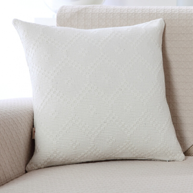 仿棉麻春夏季棉线编织纯色抱枕沙靠垫办公靠枕靠背套含芯靠包白色棉织