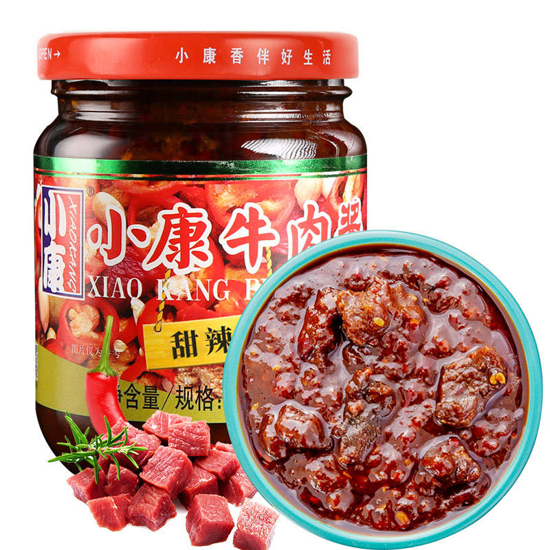 小康(XIAOKANG) 牛肉酱甜辣味220克/瓶 辣椒酱佐餐下饭酱拌米饭拌面火锅蘸酱